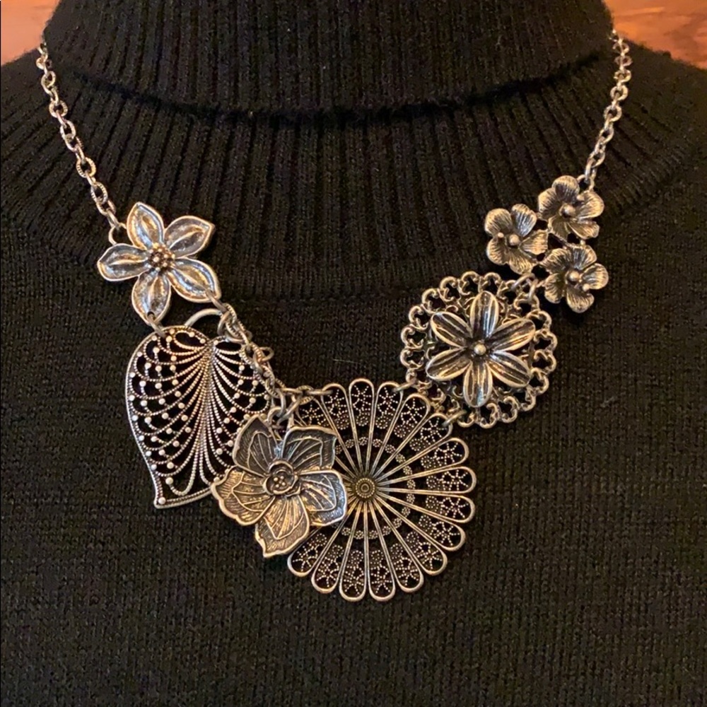 Silver statement necklace